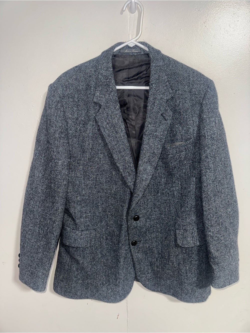 Harris Tweed Mens Blazer Sport Coat Two Button Casual Jacket Size 44R Wool Suits